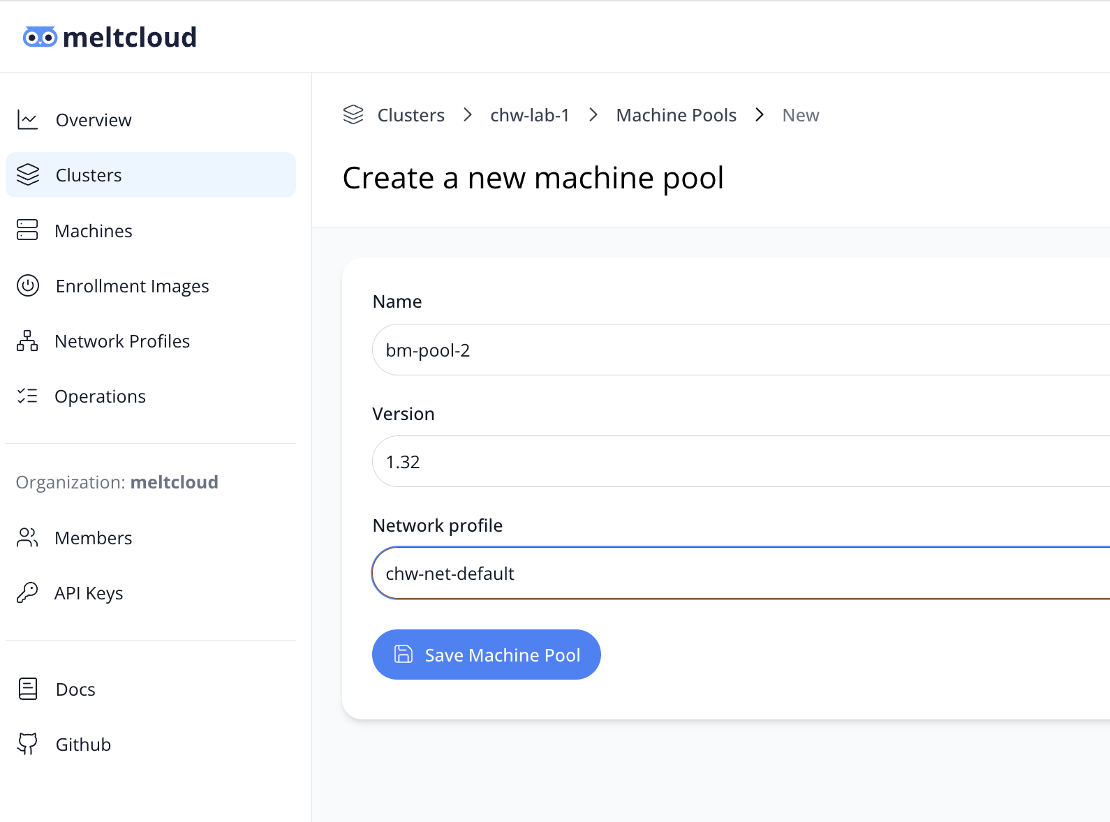 Create Machine Pool