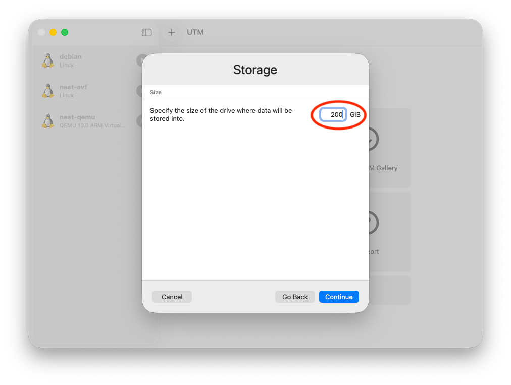 UTM: storage size